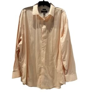 Joseph Abboud Mens Peach Non Iron Slim Fit Dress Shirt 18.5 34/35
